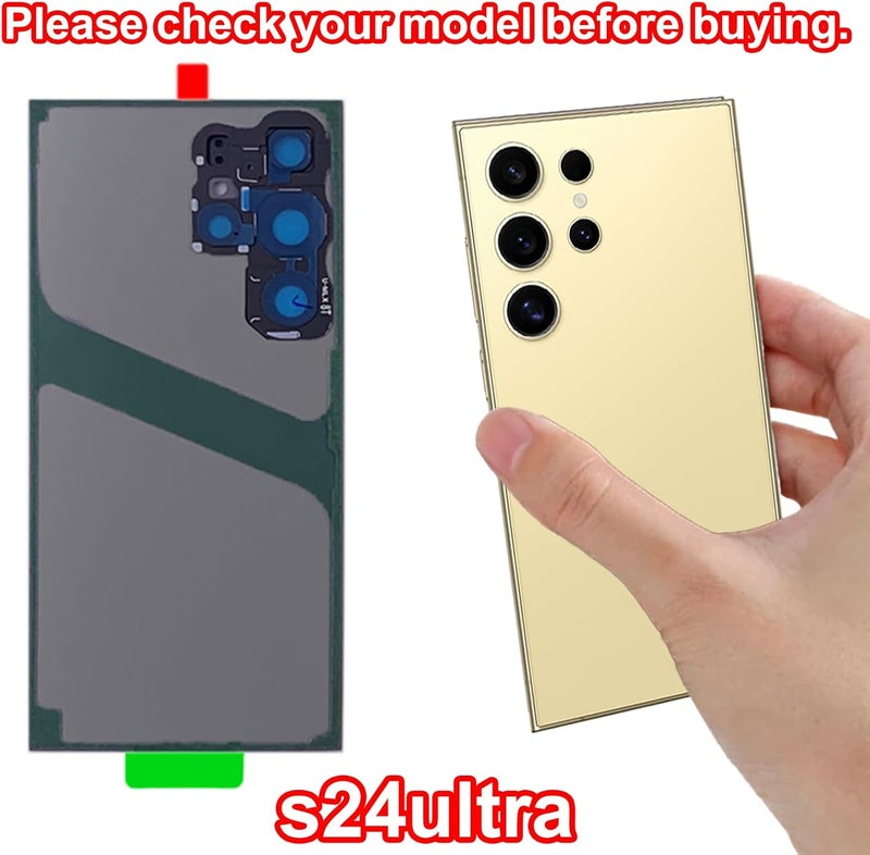 Anglepingping S24 Ultra Back Glass Replacement for Samsung Galaxy S24 Ultra 5G Back Glass Cover with Pre-Installed Tape and Camera Lens +Tools (Yellow Gold) - Image 4